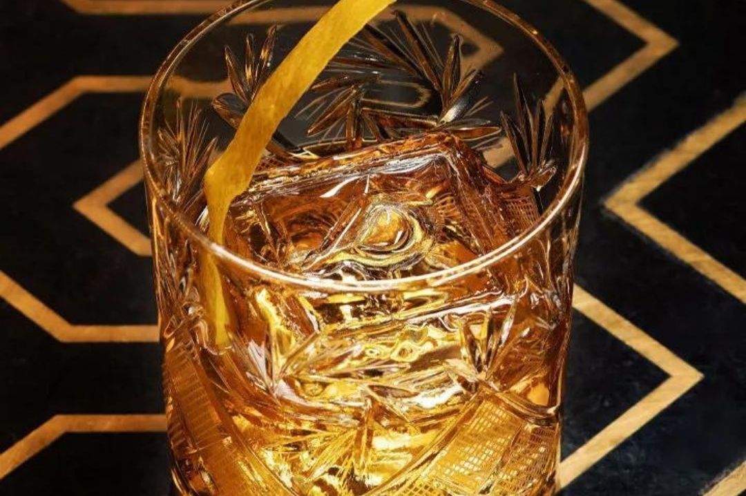 Large ice cube in Kentucky River cocktail largeicecubes kentuckyrivercocktail